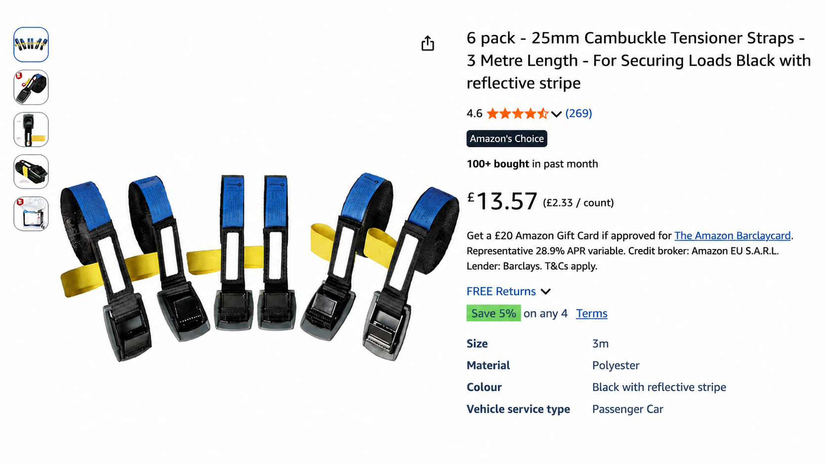 Automotive product Amazon listing £13.57